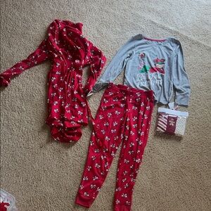 So Kids Pajama Set in Red and Gray with Festive Print + Gymboree Underwear Set
